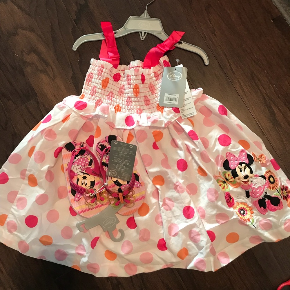Disney Minnie Mouse Sundress And Shoe Set NWT